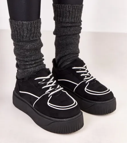 Czarne sneakersy ocieplane na platformie Vargas 41 na Arena.pl