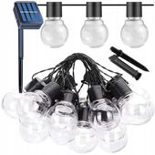 Girlanda Solarna Świetlna 5m + 10 Żarówek Ogrodowa Solar IP44 Na