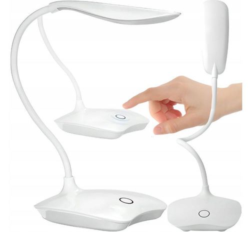 LAMPKA BIURKOWA NA BIURKO LED SZKOLNA NOCNA USB STOJĄCA BIAŁA WYGINANA na Arena.pl