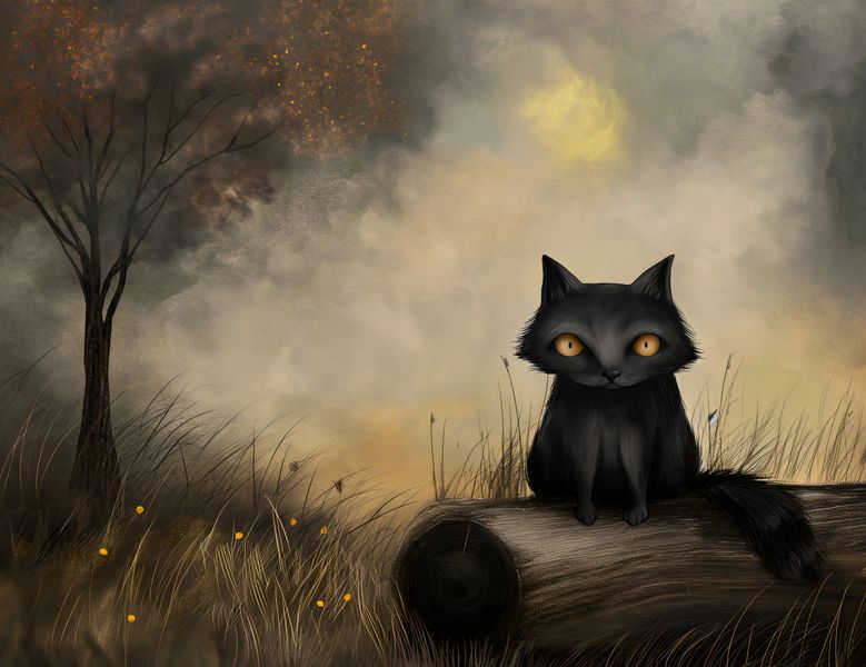 Plakat 65x50cm Czarny Kot zdjęcie 1