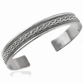 ELEGANCKA OKSYDOWANA SZEROKA SZTYWNA SREBRNA BRANSOLETA 11MM WZÓR WARKOCZ