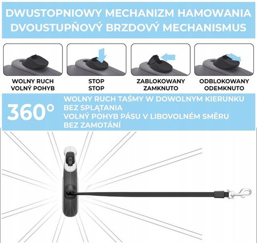 Smycz automatyczna czarna rozmiar S dla psa do 15 kg na Arena.pl