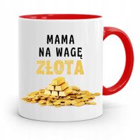 Kubek Czerwony Prezent Dla Mamy Na Wagę Złota Z Nadrukiem Ze Zdjęciem