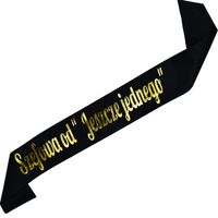 Szefowa od "Jeszcze jednego" - czarna szarfa ze złotym nadrukiem