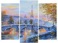 90CM 70 ZEGAR 3 ELEM ALEJKA PARYŻU SCIENNY DRUK