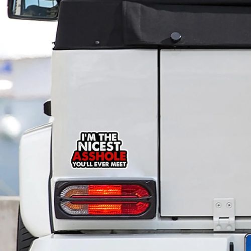 Naklejka Jestem najmilszym Dupkiem na Twojej Drodze JOKE PRUNK WLEPKA AUTO na Arena.pl