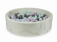 Suchy basen 110x30 marmur z piłeczkami 400szt (jasnomiętowe, różowe jasne perłowe, błękitne jasne perłowe, perłowe, szare)