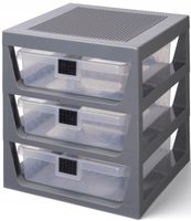 LEGO Regał Pojemnik Sorter z 3 szufladami i płytką konstrukcyjną Szary