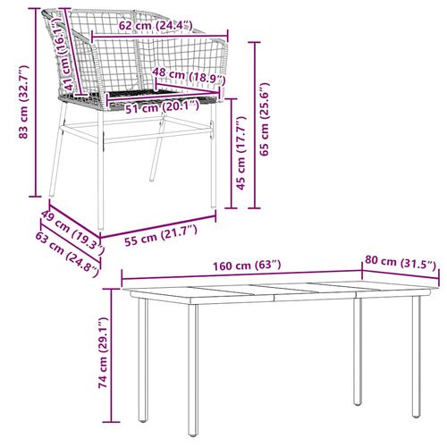 5-częściowy zestaw obiadowy do ogrodu, brązowy polirattan szkło na Arena.pl