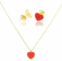 KOMPLET BIŻUTERII STAL CHIRURGICZNA ZŁOTY 2 częściowy SERDUSZKA WALENTYNKI