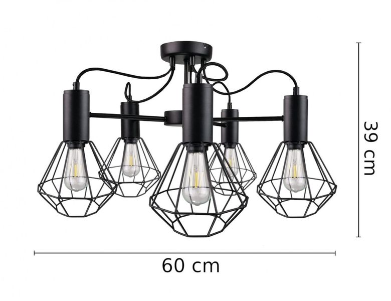 Lampa sufitowa 5xE27 LARS BLACK zdjęcie 3