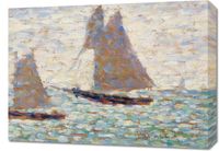 Obraz 70x50cm Two Sailboats, Seurat Vintage do Salonu