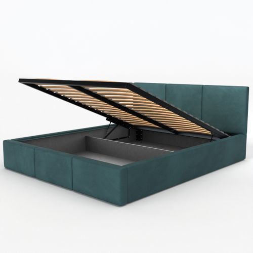 ŁÓŻKO TAPICEROWANE 180x200 ŁÓŻKO PODWÓJNE Z POJEMNIKIEM TURKUSOWE na Arena.pl