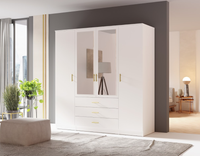 Szafa 4- Drzwiowa z Szufladami i Lustrem 4D3SZ 200cm Biała LISA MX-3 Kolory