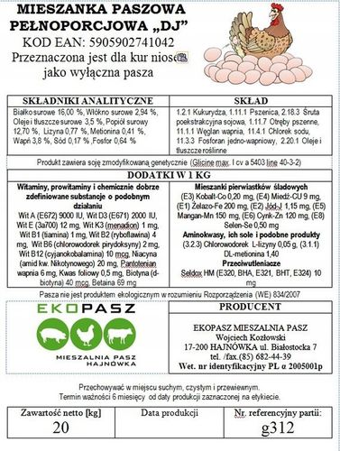 Karma DJ z Podlasia dla kur niosek kruszonka na Arena.pl