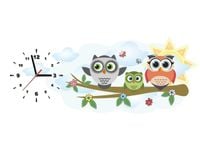 100X40CM ZEGAR TRZY SÓWKI MOTYLKAMI OBRAZ