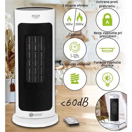 TERMOWENTYLATOR CERAMICZNY LED Z PILOTEM + TIMER 200W AD7738 - DE-AD7738 na Arena.pl