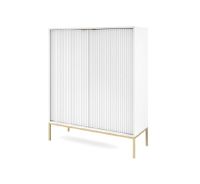 Komoda dwudrzwiowa Nova biała K-104 do salonu złoty stelaż