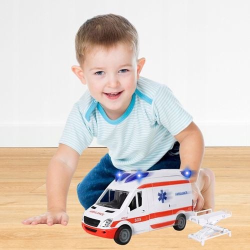Auto Karetka Pogotowia Ambulans Bus Napęd Dźwięki Otwierane Drzwi z noszami na Arena.pl