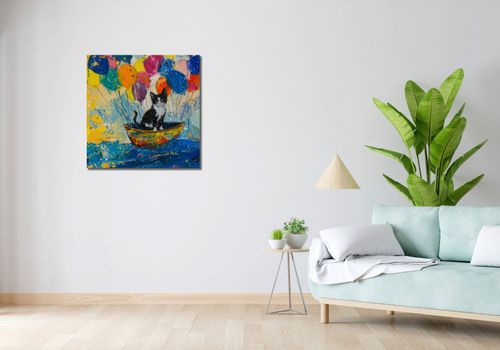Obraz 70x70cm Kot na Łodzi na Arena.pl