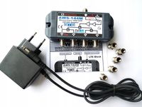 (1szt) Rozdzielacz Wzmacniacz 1/4TV AWS-144M bez zakłóceń LTE + zasilacz