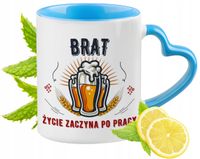 Dla Brata Kubek Błękitny Z Uszkiem W Kształcie Serca Na Prezent Z Nadrukiem