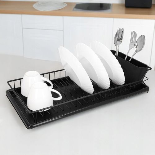 Suszarka do naczyń ociekacz na sztućce stojąca czarna plastikowa 50,5 na Arena.pl