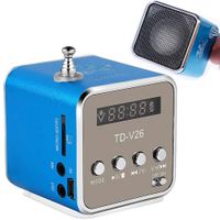 Głośnik bezprzewodowy przenośny mini radio fm led bluetooth mobilny microsd — Niebieski
