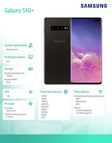 Smartfon GALAXY S10+ DS 128GB Ceramic Black na Arena.pl