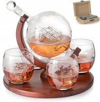 Zestaw do Whisky Koniaku Decanter KARAFKA Globus +4 Szklanki + Kostki