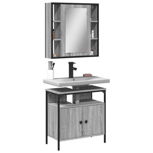 2-częściowy zestaw mebli łazienkowych, szary dąb sonoma na Arena.pl