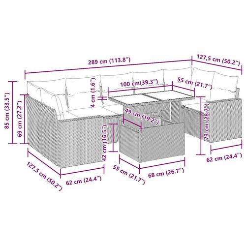 8-cz. zestaw wypoczynkowy do ogrodu, z poduszkami, czarny na Arena.pl