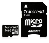 Transcend MicroSD Card SDHC 8GB + Adapte