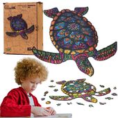 puzzle drewniane układanka długowieczny żółw kolorowy zwierzę