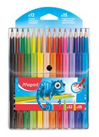 ZESTAW PULSE KREDKI 15 KOL + FLAMASTRY 12 KOL MAPED