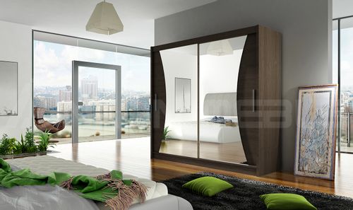 Szafa przesuwna Bega V z lustrem 180cm - pojemna garderoba - CHOCO na Arena.pl