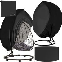 POKROWIEC NA FOTEL WISZĄCY OGRODOWY PODWÓJNY KOKON KOSZ CZARNY OSŁONA +ETUI