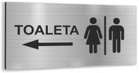 Tabliczka informacyjna TOALETA DAMSKO MĘSKA Tablica nierdzewna SREBRNA