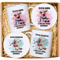 Prezent na dzień Babci i Dziadka ZESTAW 2 kubków z podkładką