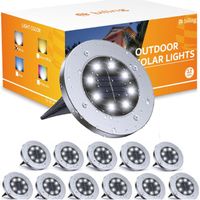 LAMPKI OGRODOWE SOLARNE DYSKI LED WBIJANE NAJAZDOWE GRUNTOWE LAMPY DYSK x12