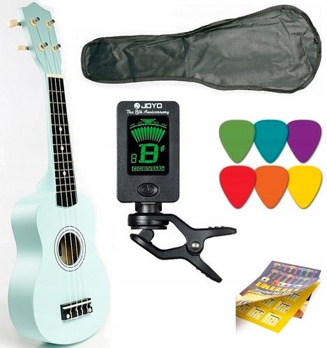UKULELE SOPRANOWE +TUNER+TABELA+POKROWIEC NIEBIESKIE na Arena.pl
