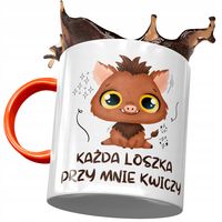 Kubek Pomarańczowy Śmieszny Każda Przy Mnie Kwiczy Z Nadrukiem Ze Zdjęciem