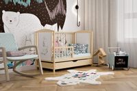 Łóżeczko szuflada BAJKA SOSNA ŻYRAFA + TAPCZANIK