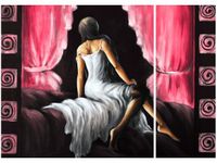 70X50CM PIĘKNA DZIEWCZYNA CZERWIENI DWÓJ OBRAZ NIESYMETRYCZNY