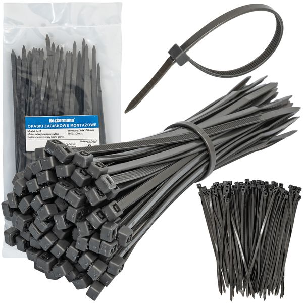 Opaski Zaciskowe Heckermann 100Szt - Szare zdjęcie 1