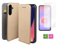 Etui z klapką do SAMSUNG GALAXY A37 5G case smart magnet złoty + szkło