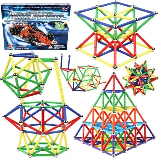 KLOCKI MAGNETYCZNE KULKI SŁUPKI ZESTAW XXL 250el. zdjęcie 1