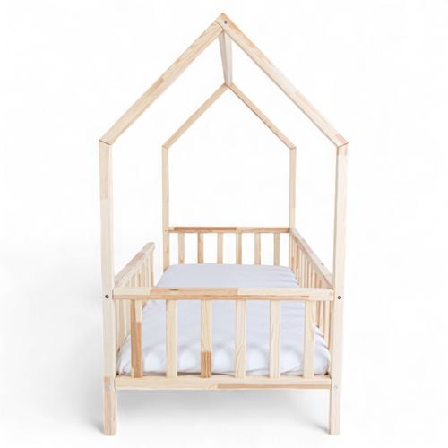 ŁÓŻKO DZIECIĘCE DOMEK AURORA 180x80 DREWNIANE BARIERKA + STELAŻ SOSNA na Arena.pl