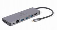 Adapter USB-C męski do Hub 3.0 + HDMI + PD + czytnik kard + RJ-45 Gembird A