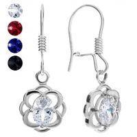 SREBRNE PRZESTRZENNE KOLCZYKI Z KOLOROWYMI KAMIENIAMI SREBRO PRÓBY 925